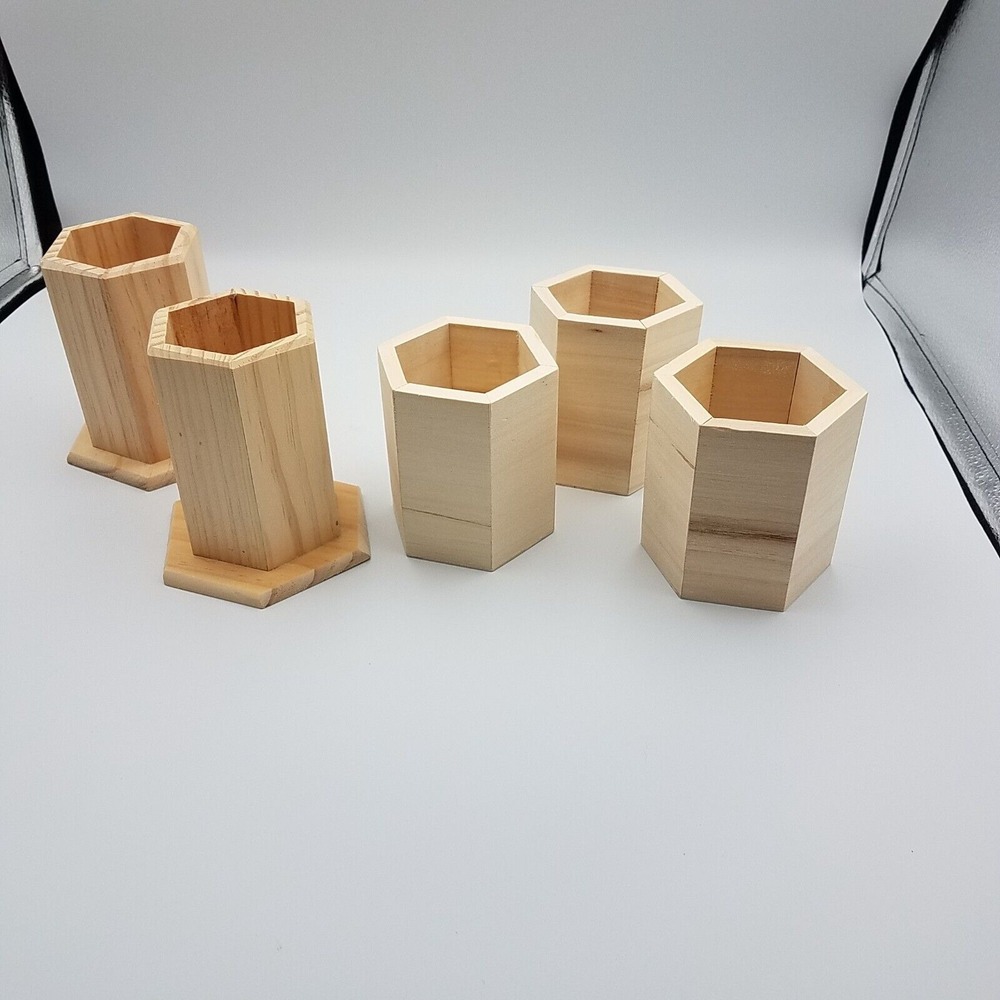 Lot 5 Unfinished Wooden‎ Box Craft Storage Organizer Multipurpose
